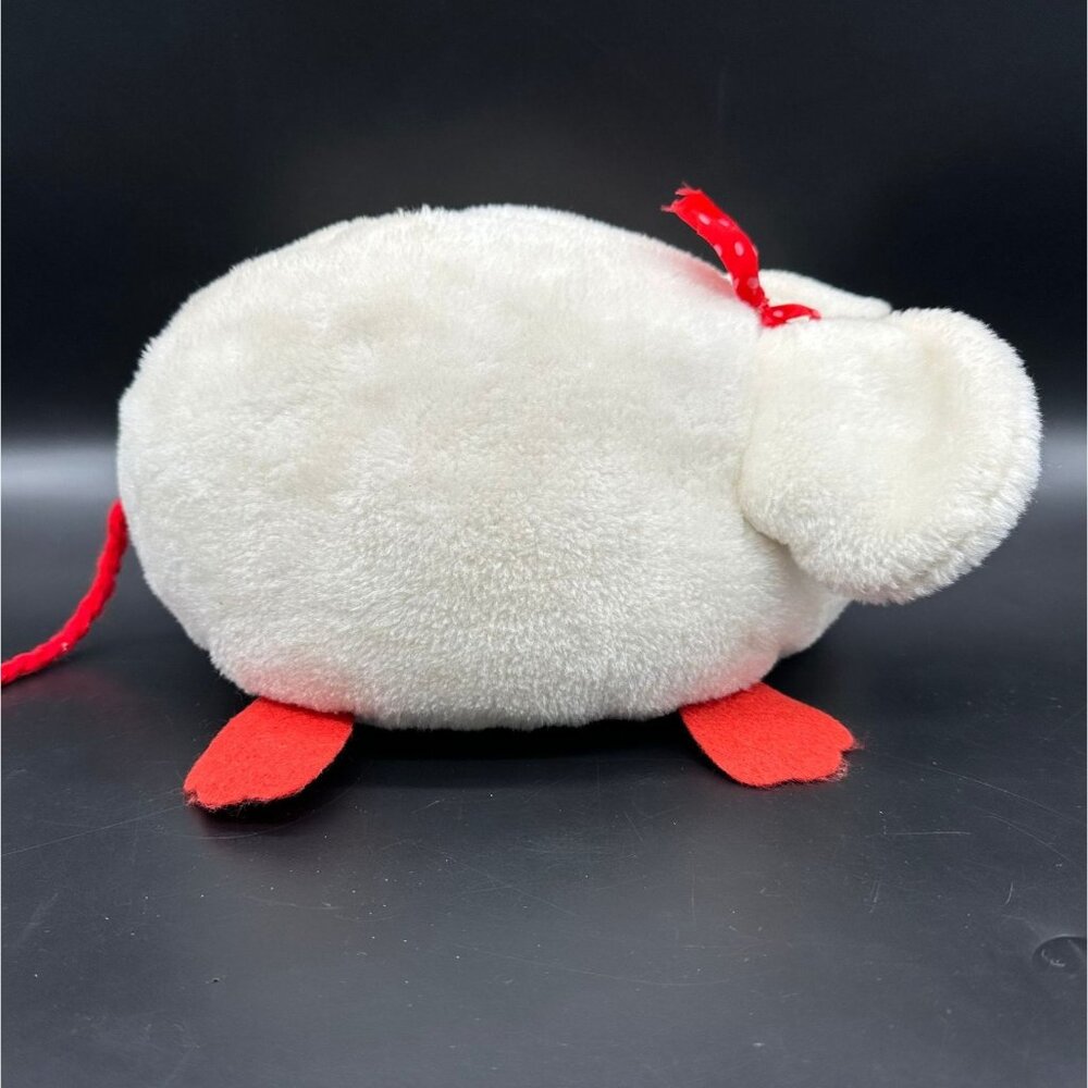 Vintage White Plush Mouse Toy Stuffed Animal Walmart Exclusive 1980s Retro Red - Picture 4 of 10